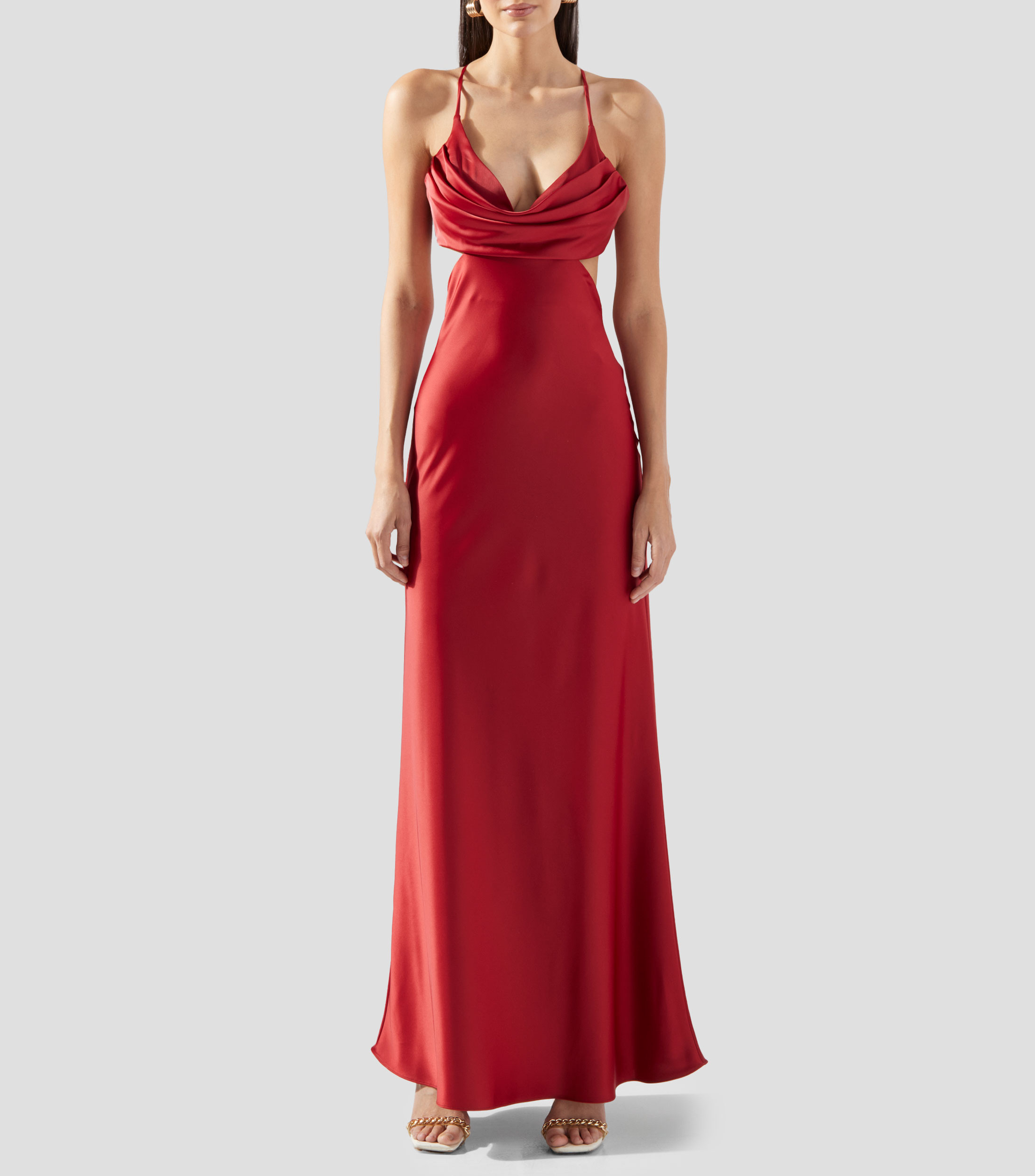 Vestido de fiesta largo liso sin mangas Mujer